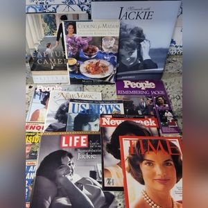 Jackie Kennedy collection set with 3 books and 8 magazines
